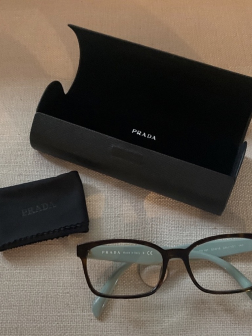 Authentic Prada VPR 18T Eyeglass Frames | Tortoise & Aqua | Made in Italy
